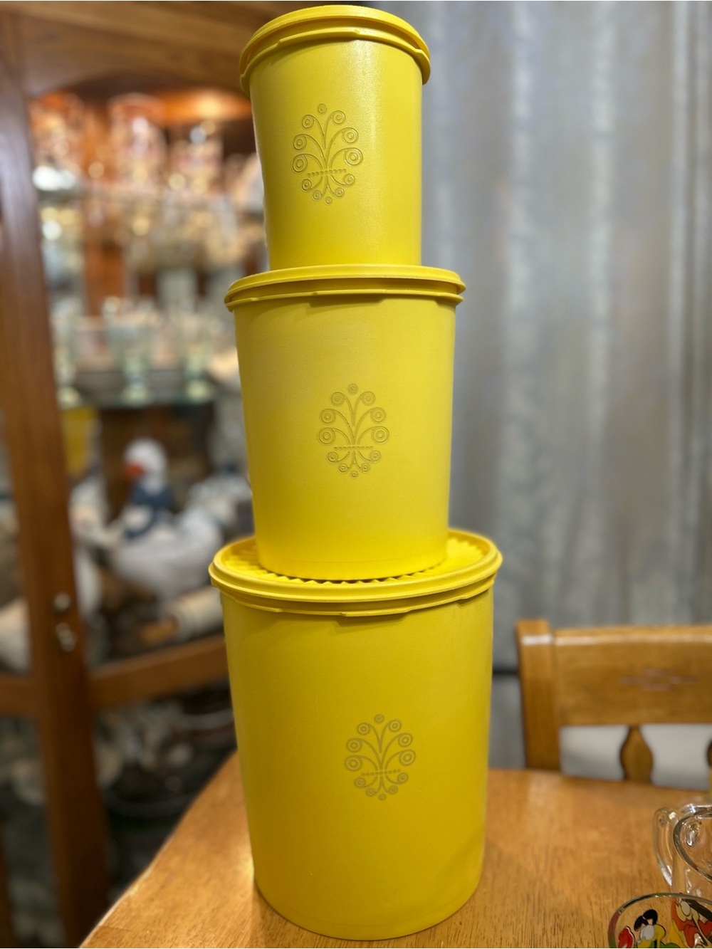 Vintage Tupperware Yellow Stackable Storage Canister Set
